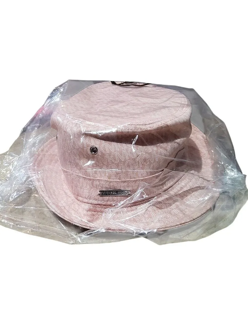 Michael Kors Bucket Hat Logo Print Cotton Blend Pink